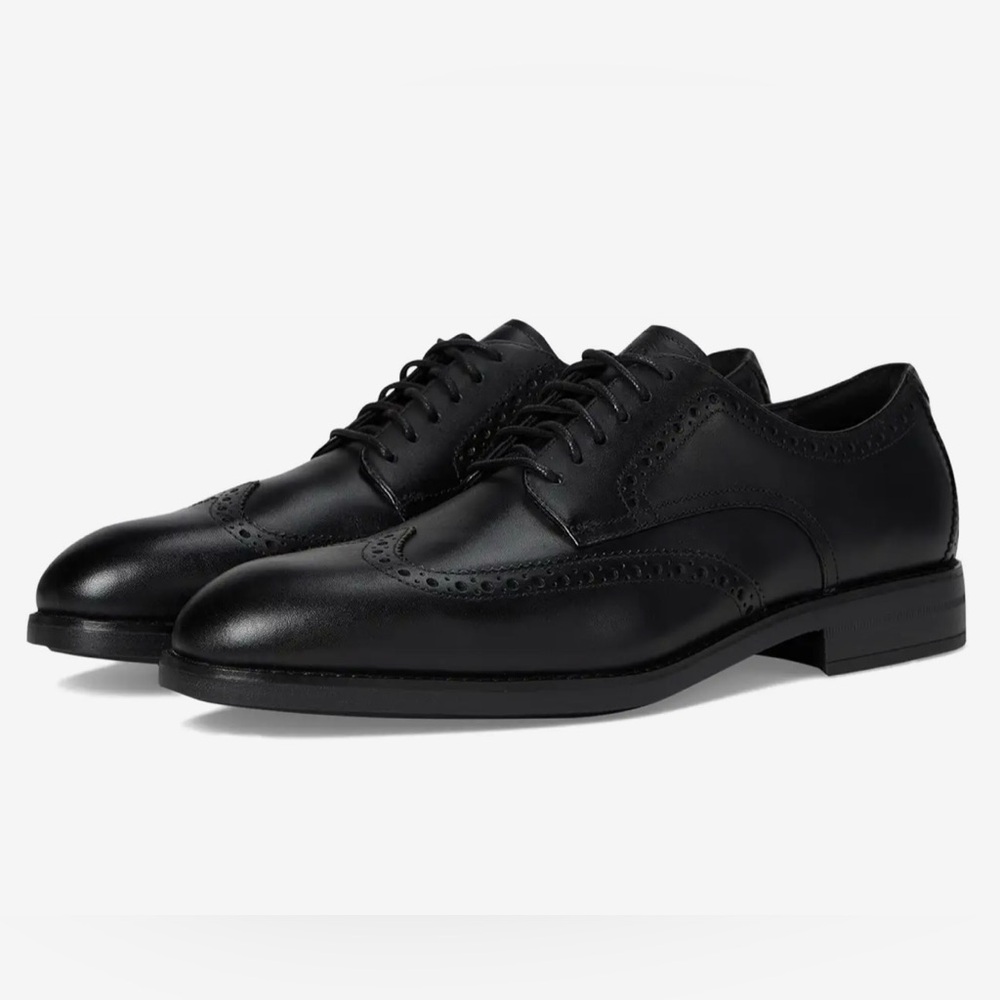 Cole Haan Black Bedford Leather Oxford Wing Tip Shoes